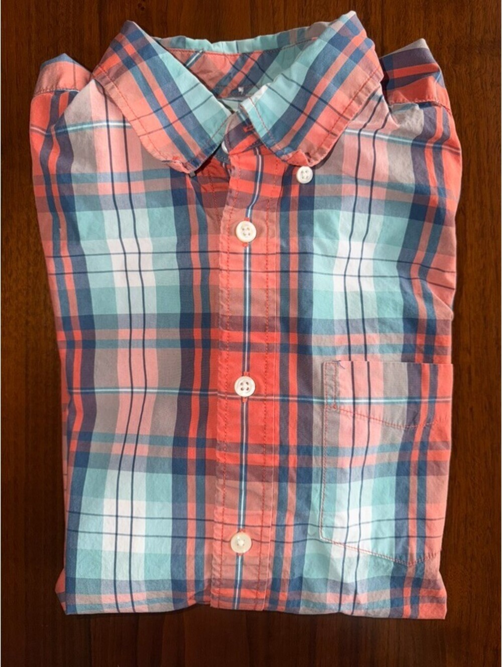 GAP Men's Lived-In Red & Blue Plaid Long Sleeve Button Down - Size S